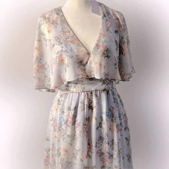 NWT-WAYF Flutter Sleeve Maxi Evening Formal Special events Dress M - Picture 9 of 12